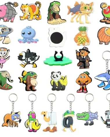 Italian Brainrot 24-Piece Mini Figurine Party Favors for Kids Ages 3+, 8 Pencil Toppers 8 Keychains 8 Fridge Magnets, Cute Desk & Room Décor, Christmas Stocking Stuffer Toys for Boys Girls