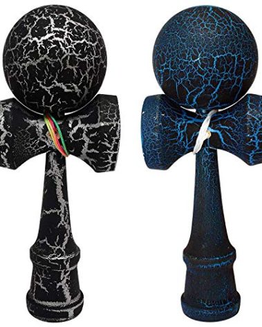 KENDAMA TOY CO. 2 Pack | Competition Pro Kendama Full Size | Solid Wood Ball and Cup Coordination Toy | Black/Blue Black/Silver Bundle