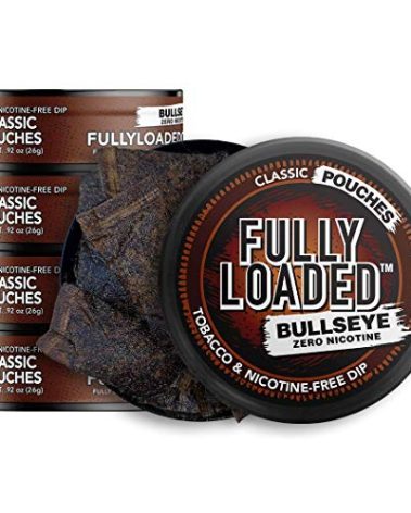 Fully Loaded Chew Tobacco and Nicotine Free Classic Bullseye Pouches Signature Flavor, Chewing Alternative-5 Cans