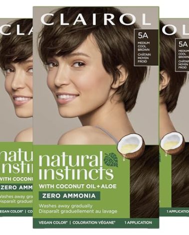 Clairol Natural Instincts Demi-Permanent Hair Dye, 5A Medium Cool Brown Hair Color, Pack of 3