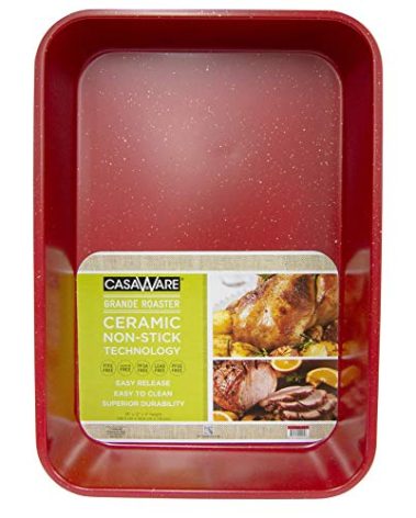 casaWare Grande Lasagna/Roaster Pan 18 x 12 x 3-Inch - Extra Large, Ceramic Coated NonStick (Red Granite)