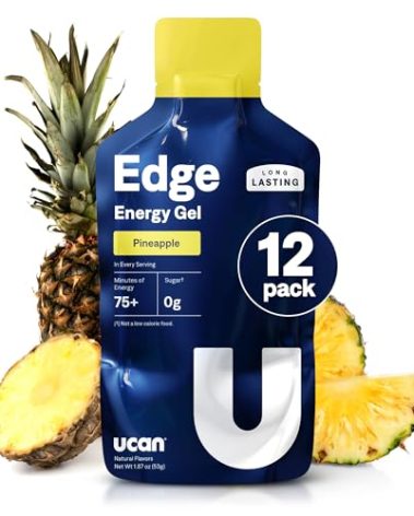 UCAN Edge Energy Gel Shots, Pineapple (12, 1.87 Ounce Packets) for Running, Training, Workouts, Fitness, Cycling, Crossfit | Sugar-Free, Vegan, & Keto Friendly Energy Supplement