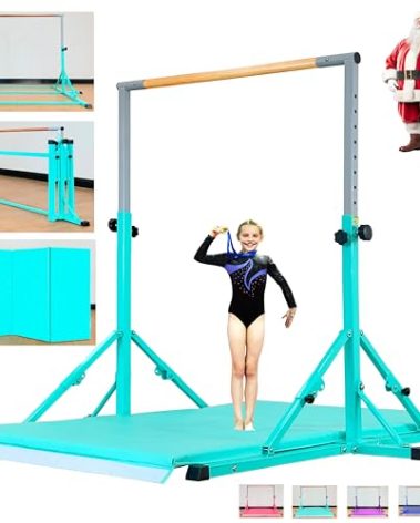 MARFULA Foldable Gymnastic Bar with Mat for Kids Ages 3-20, 350 lbs Weight Capacity, Gymnastic Kip Bar Horizontal Bar for Gymnast, Gymnastic Training Equipment for Home and Gymnastic Center Use