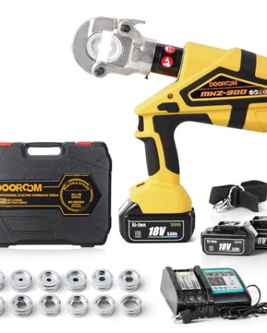 DOOROOM Crimper Tool, 6 Ton Electric Hydraulic Crimper Plier, Rechargeable Crimping Tool Kit for Wire, Cable Lug, Terminal, Propress Tool for Heat Shrink Connectors