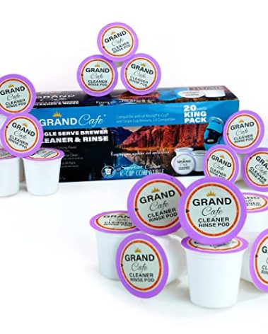 Grand Cafe - 20 Pack K-Cup Cleaner and Rinse for Keurig Single Serve Brewer Machines - 2.0 Compatible