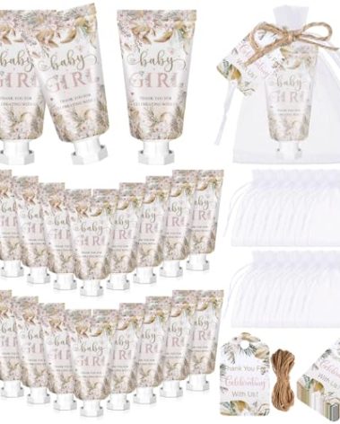 Dansib 48 Sets Boho Baby Shower Hand Cream Gifts Baby Shower Party Favors for Guests Baby Girl Hand Cream Gift Bulk Travel Size Hand Lotion Set for Guest