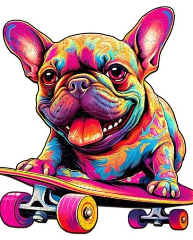 Wooden Puzzles for Adults(100 Pieces) French Bulldog Puzzle, Irregular Wood Puzzles Adult, Unique Dog Shaped Wooden Puzzle, Personalized Gifts for DIY Puzzle Lovers