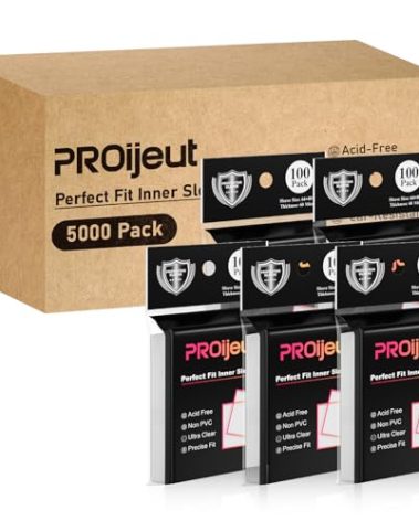 5000 Pack Card Sleeves Clear, Perfect Fit Inner Sleeves Ideal for Double-sleeving, Trading Card Sleeve Compatible with MTG, PKM, TCG and Gaming Cards (60 Microns)