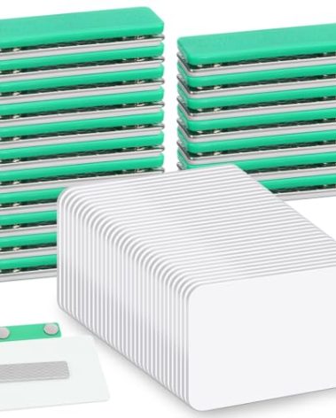 Chinco 50 Set Name Tags Reusable Name Badge Magnet 3.4 x 2.1'' Blank Magnetic Badge Holder for Personalized Jacket Shirts DIY Kit Office School Supplies(Green)