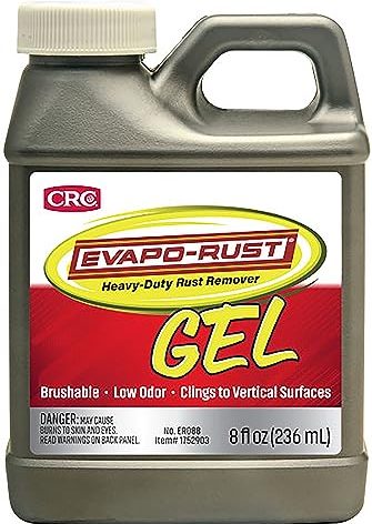 CRC Evapo-Rust Gel Rust Remover, 8 Fl Oz, Rust Remover for Vertical Surfaces, Eliminates Oxides from Aluminum, Cast Iron, and Steel