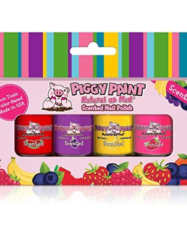 PIGGY PAINT Scented 100% Non-toxic Girls Nail Polish - Safe, Chemical Free Low Odor for Kids, 4 Pack Kit (Scented Silly Unicorns)