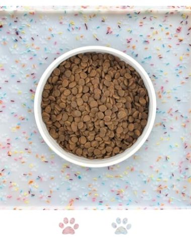 Ptlom Dog Food Mat Anti-Slip Dog Bowl Mats for Food and Water, Waterproof Pet Placemat Prevents Messy Spill to Floor, Silicone Puppy Feeding Tray for Small, Medium and Large Dogs Cats