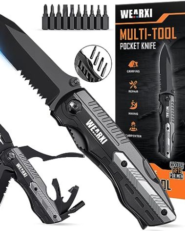WEARXI Gifts for Men, Pocket Knife Multitool, Fathers Day Dad Gifts from Daughter Son, Mens Gifts for Dad/Him/Husband, Birthday Gift for Men/Boyfriend, Dad Gifts Cool Gadgets, Camping Essentials