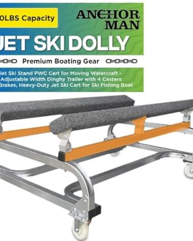 Anchor-Man Jet Ski Dolly, Small Boat Dolly Jetski Stand for Moving Watercraft, Adjustable Jet Ski Trailer with 4 Casters & 2 Brakes, Heavy-Duty Boat Stands Floating Jet Ski Dock, 1300 Lbs Capacity