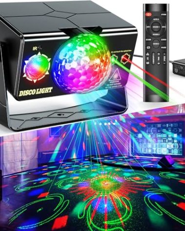 Party Lights Dj Disco Light Disco Ball Stage Strobe Lights LED Projector Sound Activated with Remote Control for Parties Xmas Club Bar Gift Birthday Rave Christmas Home Room Decoration