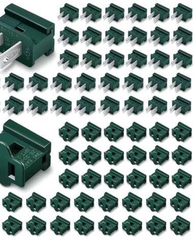 Flutesan 100 Pieces Vampire Plugs Female and Male Slip Plug Electrical Lighting Adapter Green Zip Inline Adapter for Xmas Holiday Party (SPT-2)