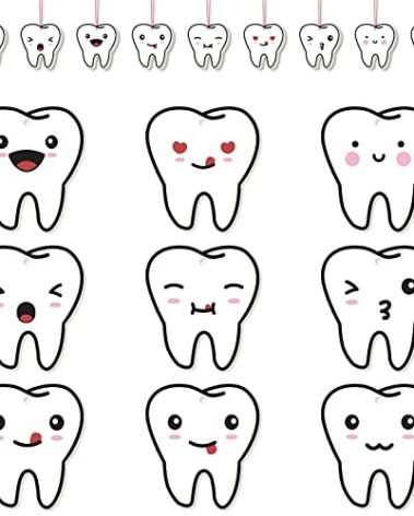 Hoteam 18 Pcs Christmas Tooth Ornaments for Tree Double-Sided Print Xmas Gifts for Dental Dentist Laboratory Technician (Teeth)