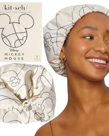 Kitsch Mickey/Minnie Luxury Shower Caps for Women Reusable Waterproof - Large Shower Cap for Women and Men, Non-slip, Quick-dry Hair Cap for Long and Short Hair, Stylish Design