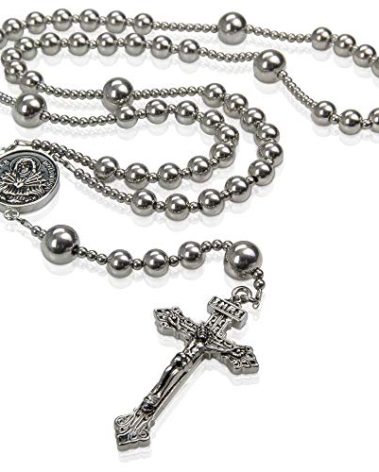 WWI Military Replica Rosary Beads Catholic, Stainless Steel Rosary, Antique Rosary Beads Catholic for Men, Tactical Rosary with Seven Sorow Medal and Pardon Crucyfix