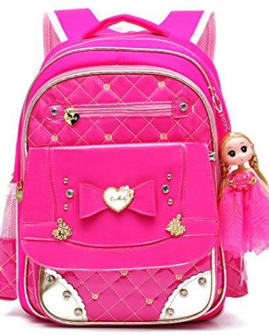 AO ALI VICTORY Backpack for Girls, Waterproof Kids Backpacks School Bag Toddler Bookbags Cute Travel Daypack (Large, A-Rose Red)