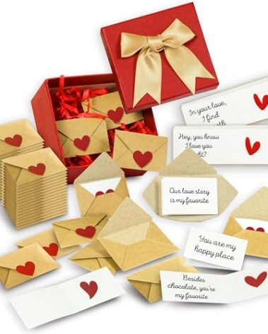 STOFINITY 60 Mini Love Notes With Envelopes - Valentines Day Gifts For Him, Her, Boyfriend, Girlfriend - Valentines Gift For Husband, Wife - Anniversary Birthday Christmas I Love You Gifts For Couples