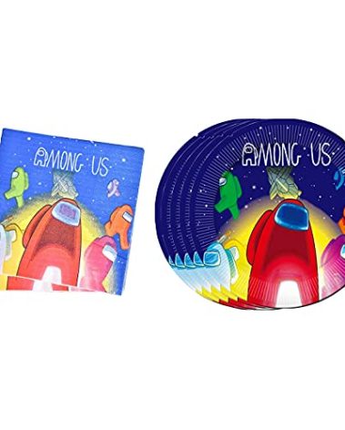 40pck Among Party Supplies include 20 plates, 20 napkins for the Among birthday party decoration