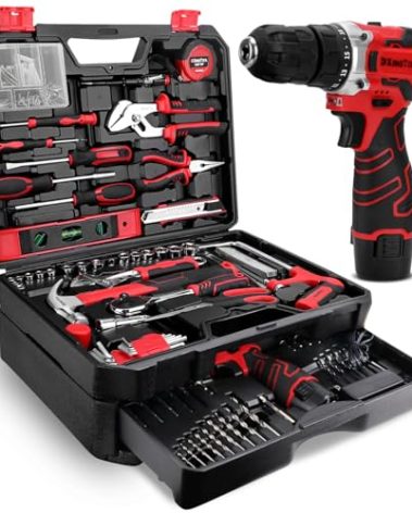 KingTool 276-Piece Tool Set Kit - Tool kit with 12V Cordless Power Drill Driver Toolbox Storage Case with Drawer, Drill Set Perfect for Homeowner, Diyer, Handyman