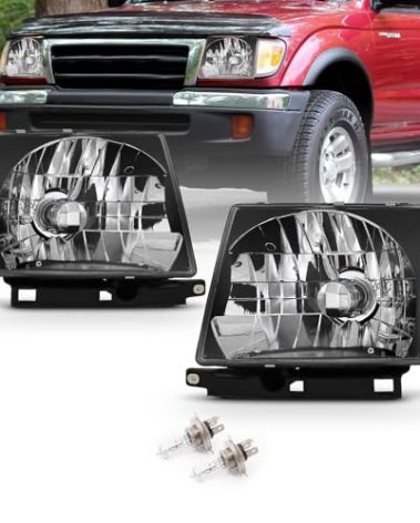 AmeriLite Black Reaplcement Headlights For 1998-2000 Toyota Tacoma - Passenger and Driver Side