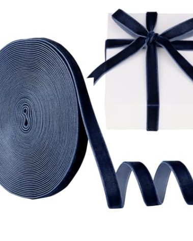 3/8 Inch Velvet Ribbon 10 Yards LVYOUIF Single-Sided Velvet Ribbon Trim Perfect for Christmas Trees Gift Wrapping Bouquets Wedding Decor and DIY Crafts Navy-195