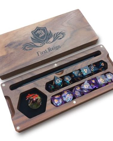 Wood DnD Dice Tray | DnD Rolling Tray | Wooden Dice Box for D&D | Perfect D&D Gift for 5E Players | Dice Holder Case for Tabletop Games | Dice Vault | Dungeons and Dragons Accessories (Black Walnut)