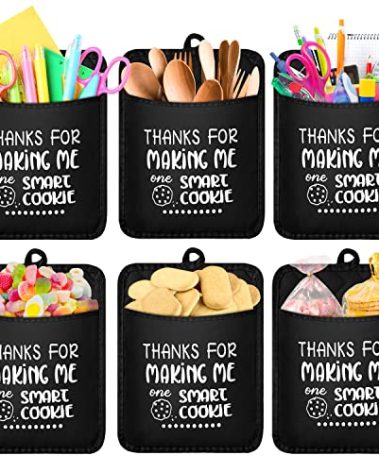 R HORSE 6Pcs Pot Holders Gift Set, Black Cookie Cotton Hot Pot Holders with Pocket, Heat Resistant Oven Mitt Hot Pads Thank You Present, Baking Cooking Kitchen Teacher Appreciation Day Gift
