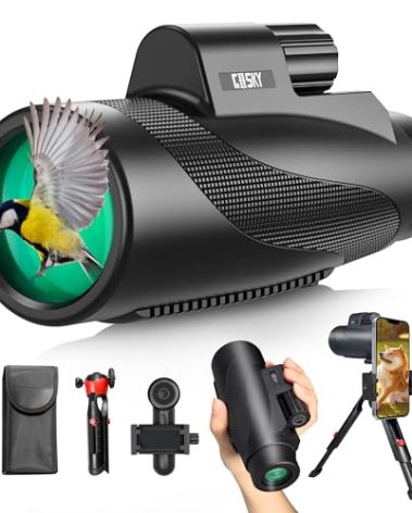 Gosky 15x52 HD Monocular, Monocular for Adults High Powered with Tripod, Monocular Compact with BAK4 Prism & FMC Lens, Bluetooth Camera Remote, Monoculars for Hunting, Bird Watching, Hiking,Traveling