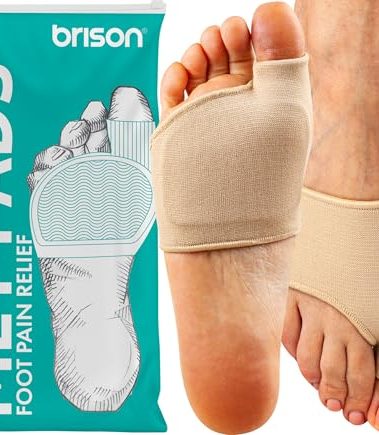 Brison Podiatrist-Designed Metatarsal Pads for Women & Men - Ball of Foot Cushions for Pain Relief Gel Sleeves from Metatarsalgia Morton’s Neuroma - 2 Pairs(Beige, M) M 7-9, W 8-11
