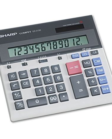 Sharp QS-2130 12-Digit Commercial Desktop Calculator with Kickstand, Arithmetic Logic, Battery and Solar Hybrid Powered LCD Display, Great for Home and Office Use