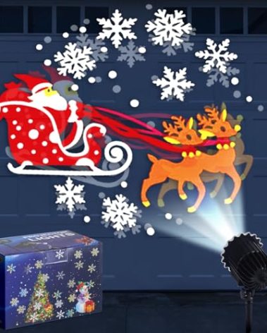 Lingvee Christmas Santa Claus Projector Light Outdoor Decor with 1 Film Slides Holiday LED Projector Lights Outdoor Reflectors Waterproof Landscape Decorative Lighting Projection Lamp for Yard Outside