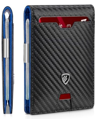 RUNBOX Mens Slim Wallet with Money Clip RFID Blocking Bifold Credit Card Holder for Men with Gift Box