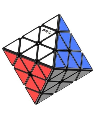 Cuberspeed Qiyi FTO Face Turning Octahedron Black with Tiles Speed Cube Puzzle Qiyi FTO stickerless (Standard Edition)