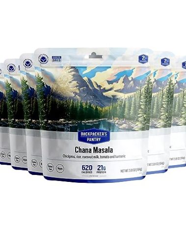 Backpacker's Pantry Chana Masala, 2 Servings Per Pouch (6 Count), Freeze Dried Food, 14 Grams of Protein, Vegan, Gluten Free