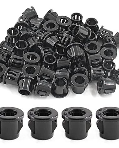 Bonsicoky 50 Pcs Black Snap Bushing 3/8" Mounting Diameter, Plastic Snap Bushing for Cable Hose Wire