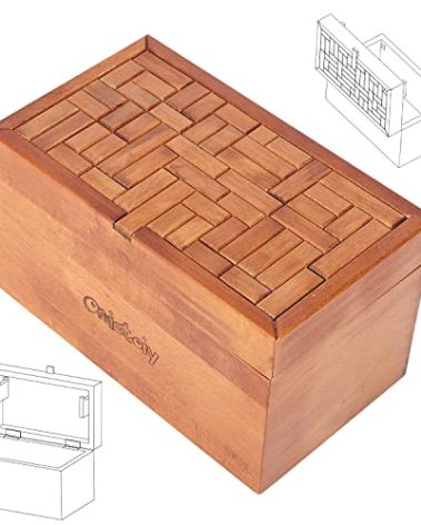 Onietoiy Big 32 Steps Wooden Secret Puzzle Box Toys Beech Wood Money Holder Handmade Storage Brain Teaser Unlocking Games Retro Compartment Thinking Toy Mysterious Birthday Gift for Kids and Adults
