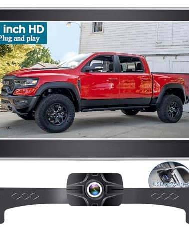 Backup Camera 7-Inch Monitor Truck: 2K USB Plug-Play Easy Set up No Glare-Led Lights Car Rear View Camera Clear Night Vision Reverse Camera DIY Parking Line - AMTIFO A23