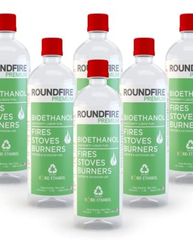 ROUNDFIRE Premium 6 x 1 Liter - Bioethanol Fuel for fireplaces, Stoves and Burners (6 Quart)