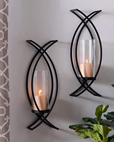 Set of Two Metal Wall Sconces Home Decor Metal Wall Candle Holder Sconce (18")