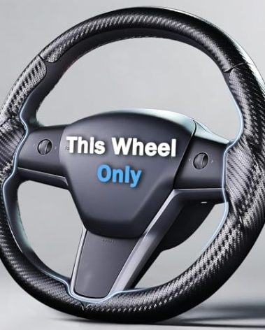 Steering Wheel Cover for 2017-2023 Tesla Model 3 2020-2024 Tesla Model Y, Carbon Fiber Steering Wheel Cover for Tesla Model 3/Y Accessories, Matte Black