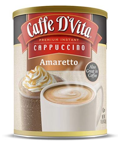 Caffe D'Vita Amaretto Cappuccino Mix - No Cholesterol, No Trans Fat, 99% Caffeine Free, Gluten Free, Instant Cappuccino Mix - 1 lb. can (16 oz.)