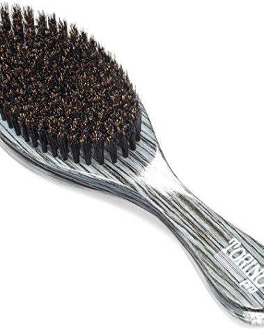 Torino Pro Wave Brushes By Brush King #520 - Medium Curve Wave Brush - Grey - Made with 100% Boar Bristles - True Texture Medium - All Purpose 360 Waves Brush for Men