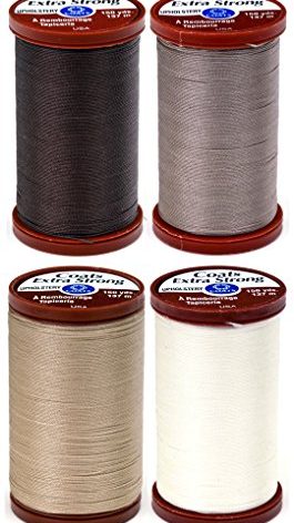 4 Color Bundle of COATS & CLARK Extra Strong Upholstery Thread - 150 yards each (Chona Brown, Driftwood, Hemp & Natural)