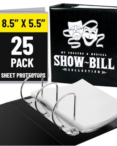Show-Bill/Playbill Binder for Broadway and Theatre Show-Bills, Comes with 20 Sheet Protectors to Hold and Organize All Your Playbills, D-Ring, Black, by Ring Binder Depot