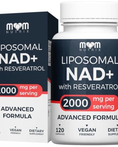 MOM NUTRIX Liposomal NAD Supplement with Resveratrol - High Purity NAD Plus 2000 mg, 120 Capsules, Made in The USA - NMN Alternative