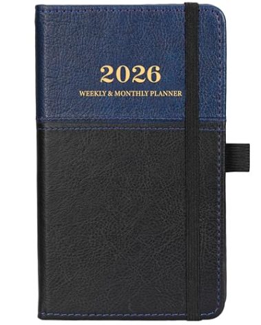 2026 Pocket Planner - 2026 Pocket Calendar from January to December 2026, Weekly Monthly Planner for Purse with Elastic Closure, Inner Pocket, 6.4'' x 3.8''